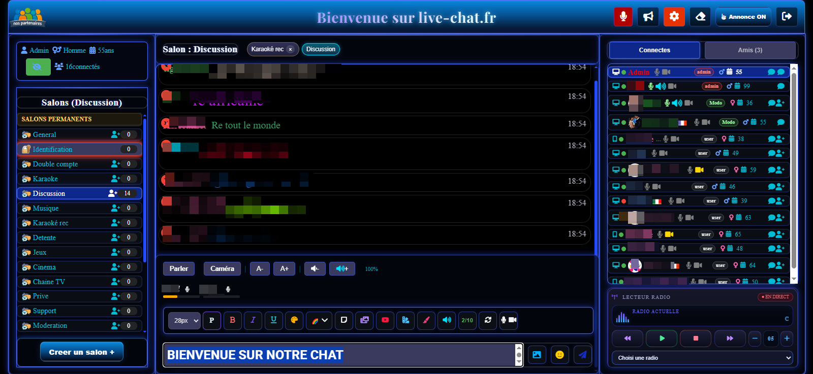 Aperçu du chat webcam gratuit version 1 2025 avec salons et discussion en direct